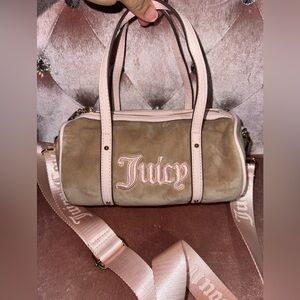 Juicy Couture Queen Of Everything Velour Mini Barrel Bag Dusty Blush NWOT